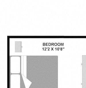 1x1-PP 1 bedroom 1 bathroom 575 square foot apartment floor plan